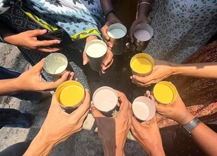 A team session ended with everyone out for lassi