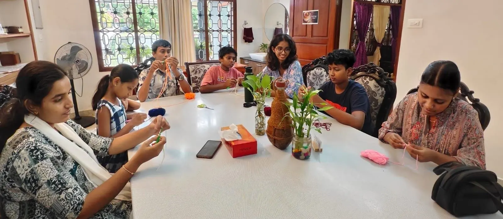 Children picked up their first crochet loops and knots