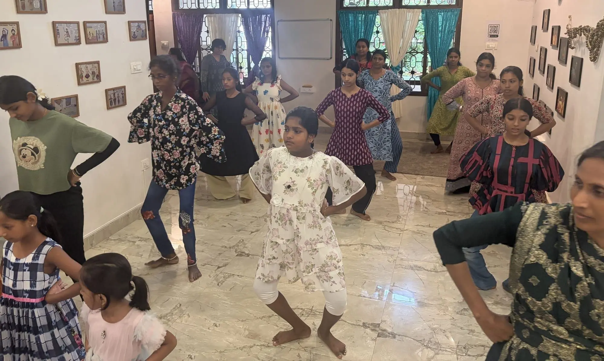 Another day of Bharatanatyam practice for the children