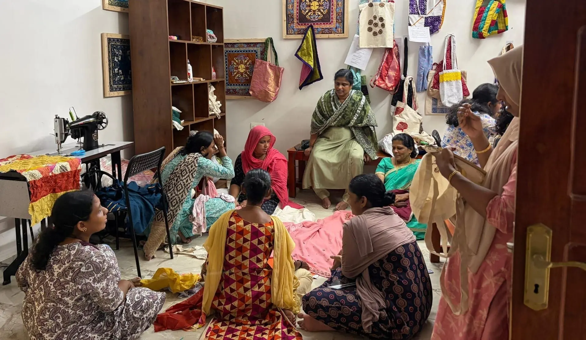 Community members shared skills at the stitching session