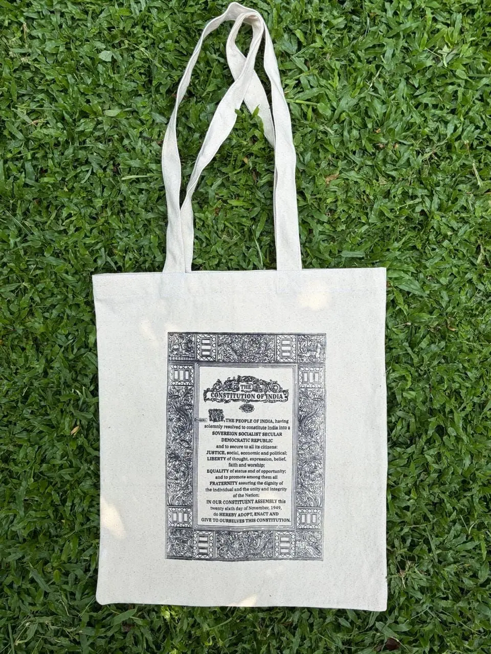 The first Constitution tote bag sample was made