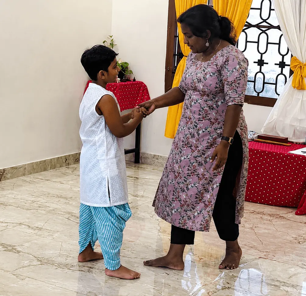 Hand movements and expressions practised in dance class